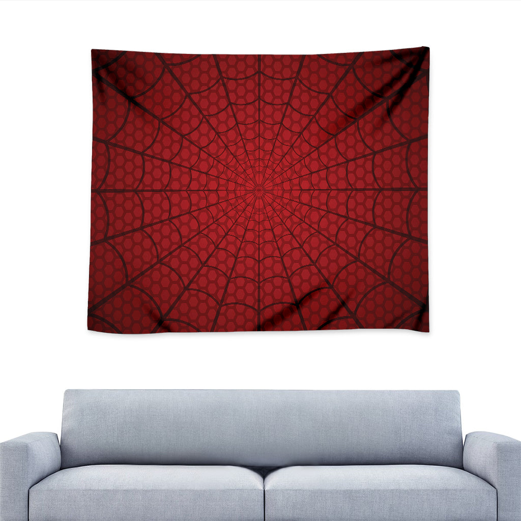 Red Spider Web Print Tapestry