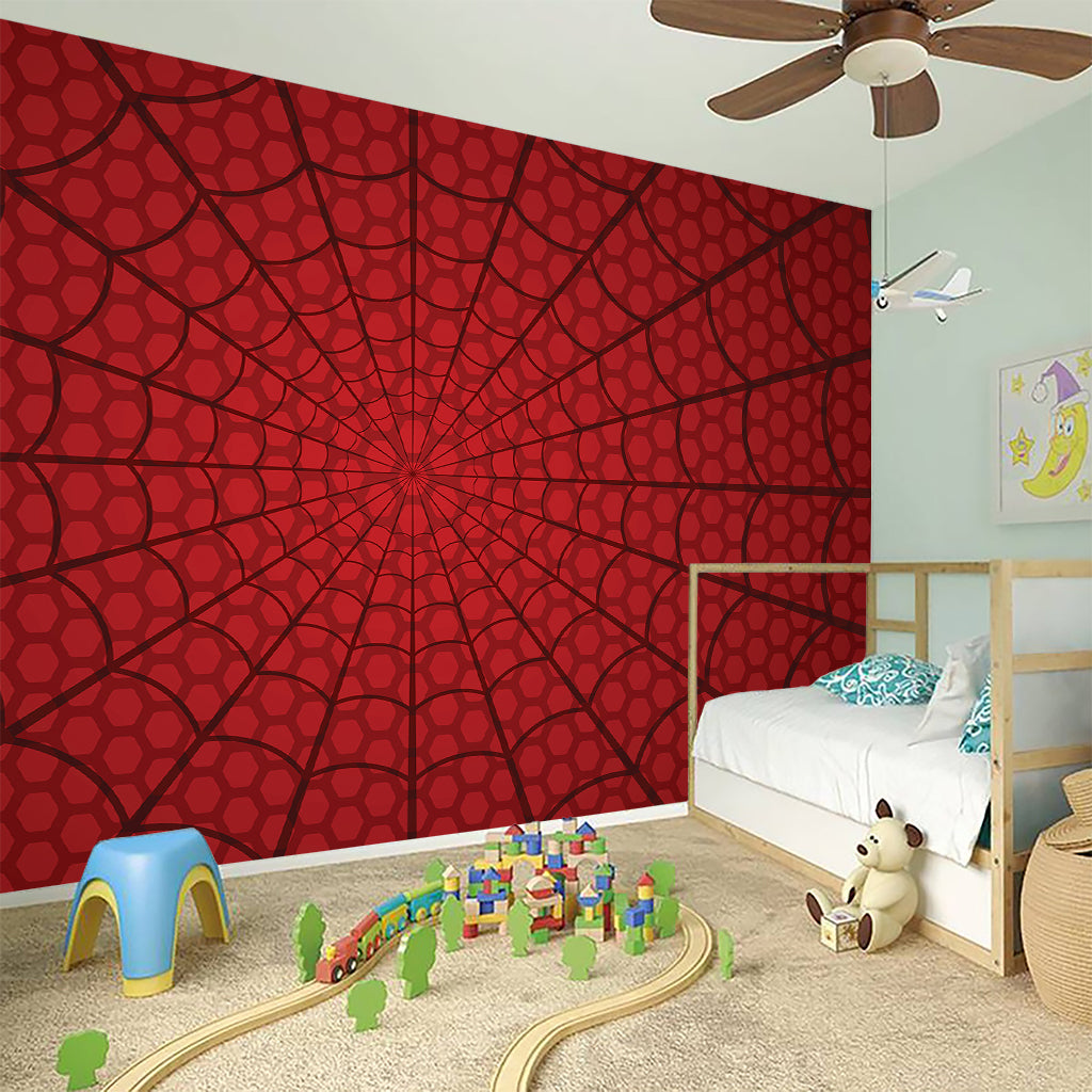 Red Spider Web Print Wall Sticker