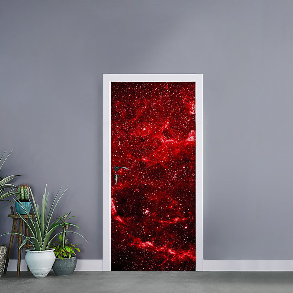 Red Stardust Universe Galaxy Space Print Door Sticker