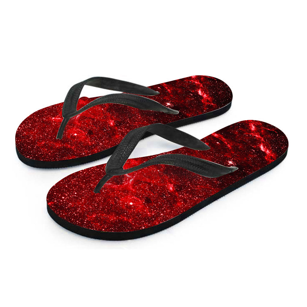 Red Stardust Universe Galaxy Space Print Flip Flops