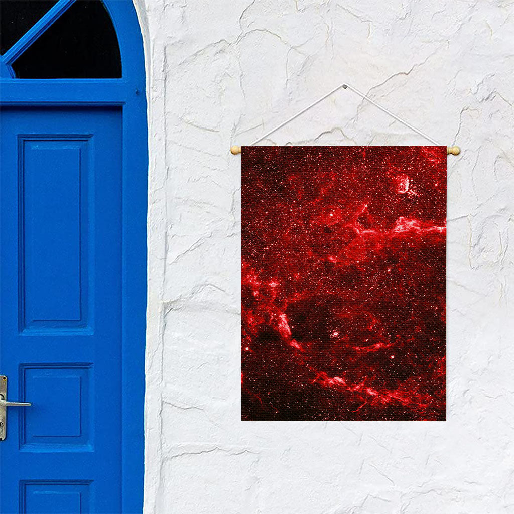 Red Stardust Universe Galaxy Space Print Garden Flag