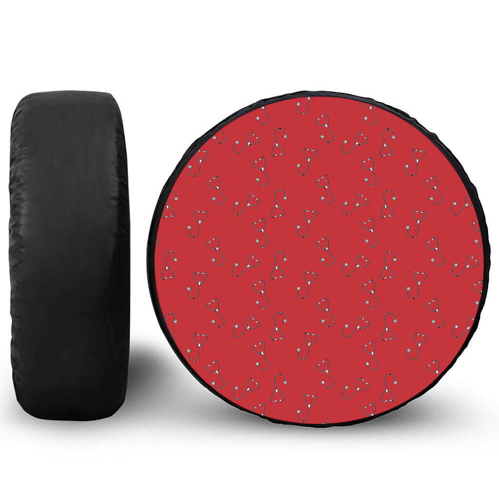 Red Stethoscope Pattern Print Tire Cover