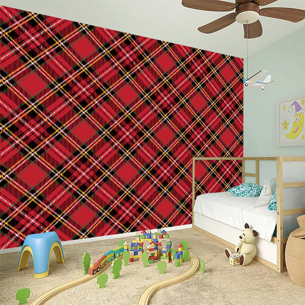 Red Stewart Tartan Pattern Print Wall Sticker