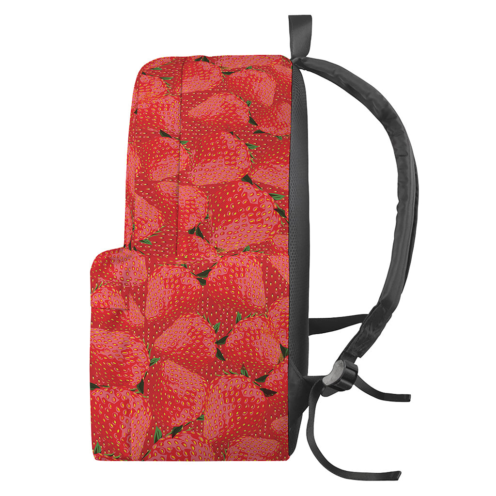 Red Strawberry Pattern Print Backpack