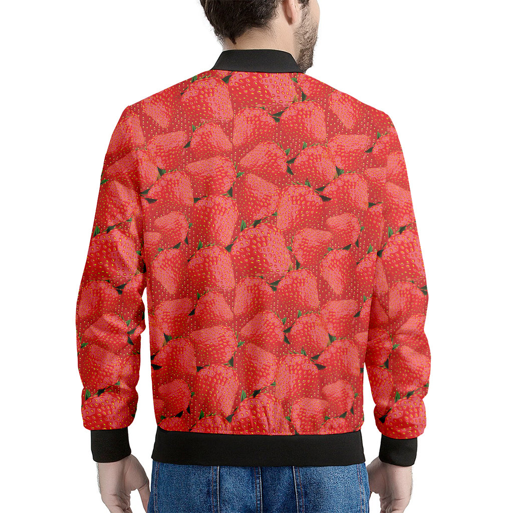 Red Strawberry Pattern Print Men's Bomber Jacket