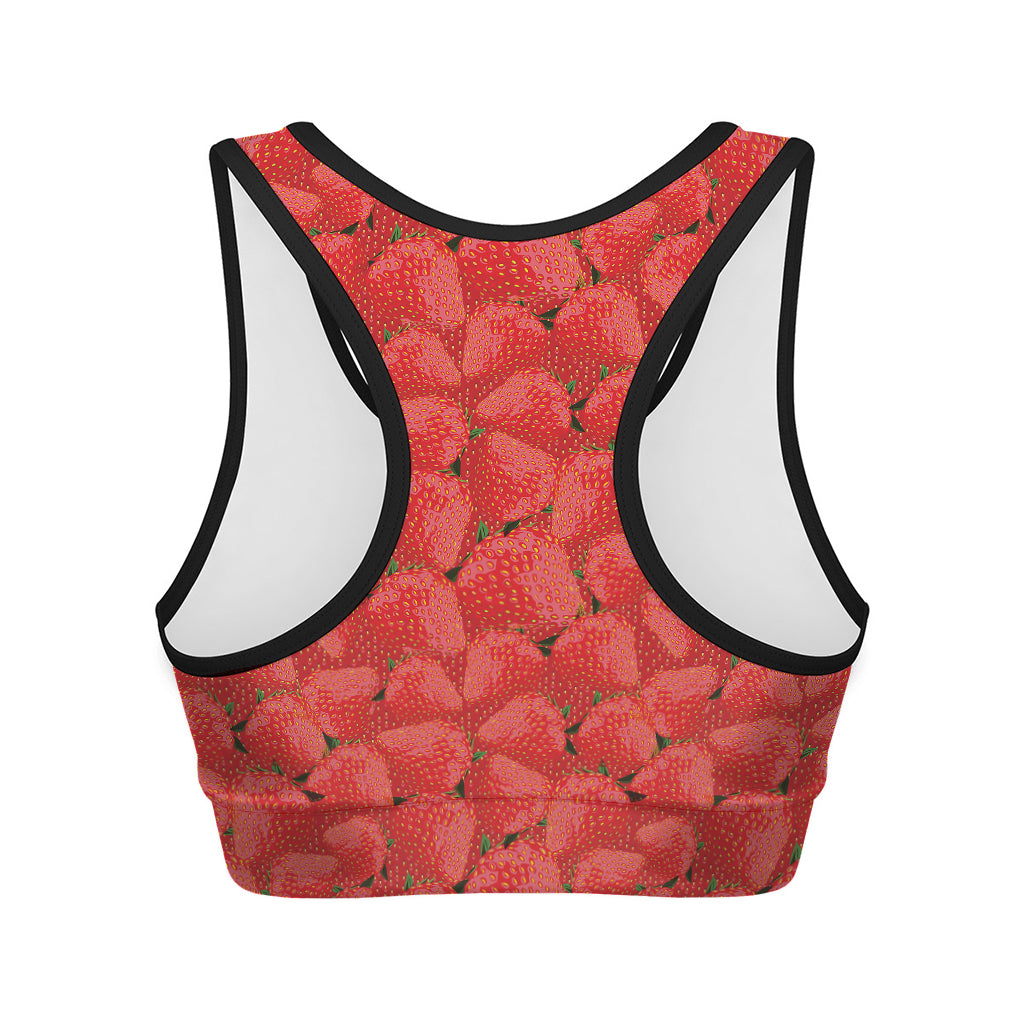 Red Strawberry Pattern Print Women's Sports Bra