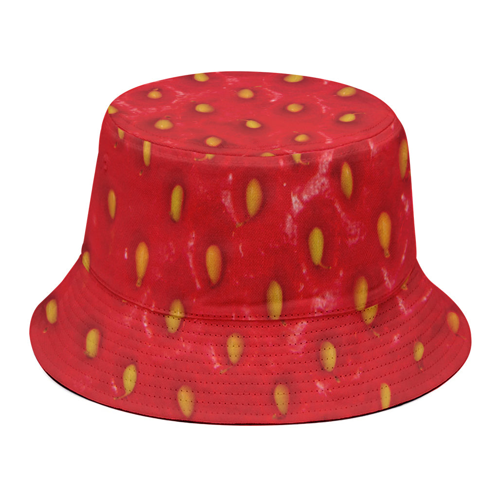 Red Strawberry Print Bucket Hat