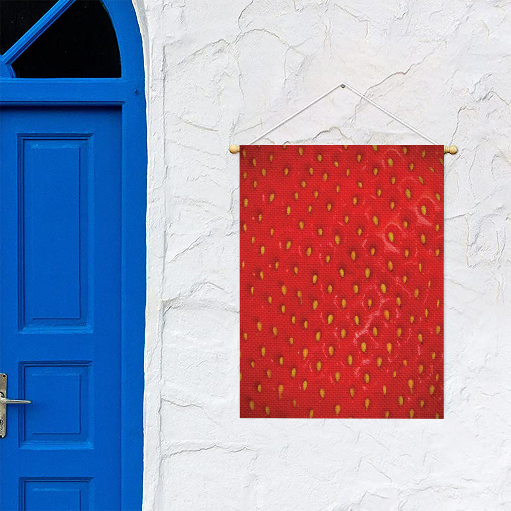 Red Strawberry Print Garden Flag