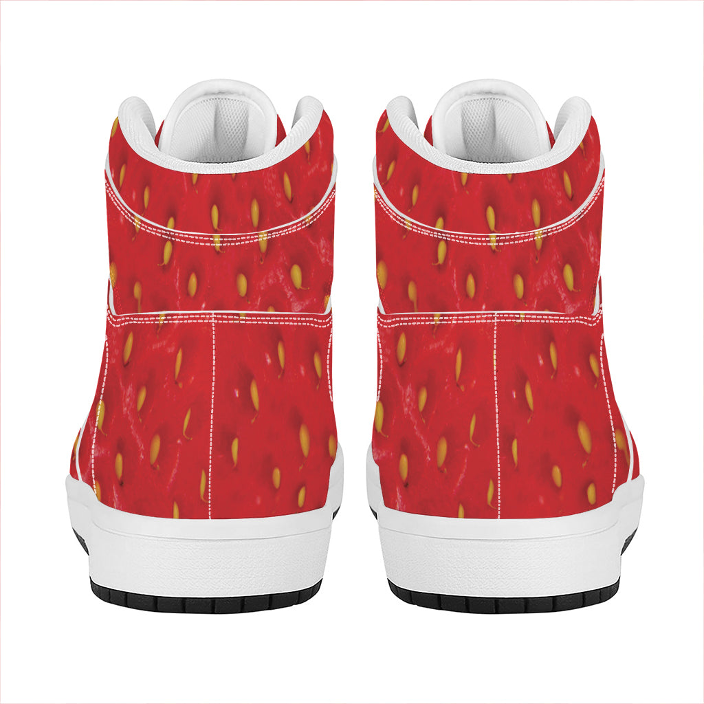 Red Strawberry Print High Top Leather Sneakers