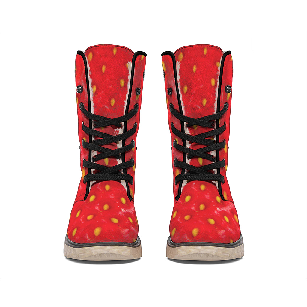 Red Strawberry Print Winter Boots