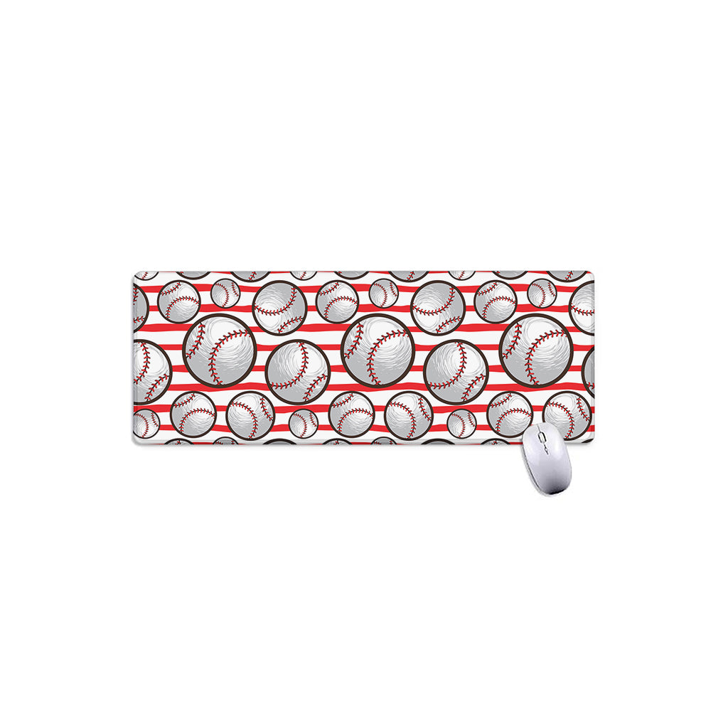 Red Striped Baseball Pattern Print Extended Mouse Pad