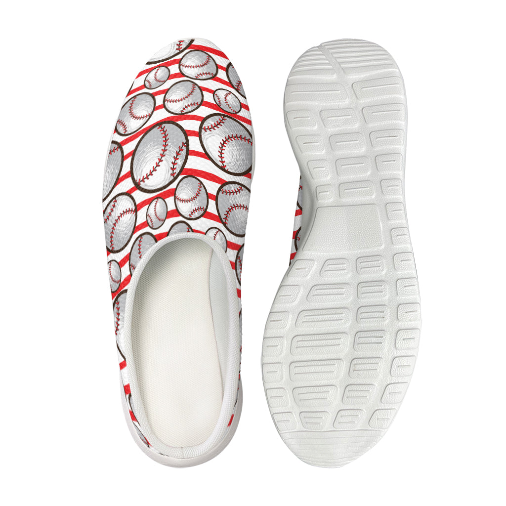 Red Striped Baseball Pattern Print Mesh Casual Shoes