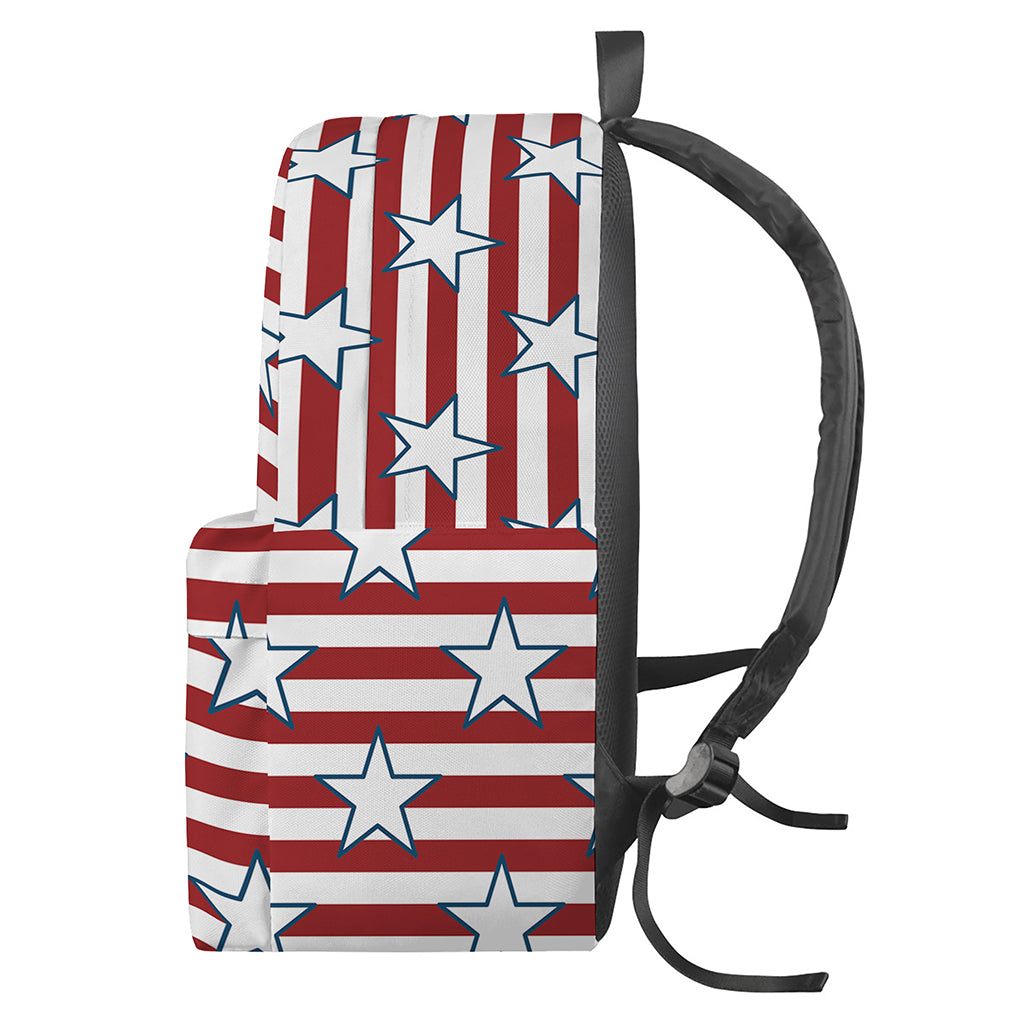 Red Striped USA Star Pattern Print Backpack