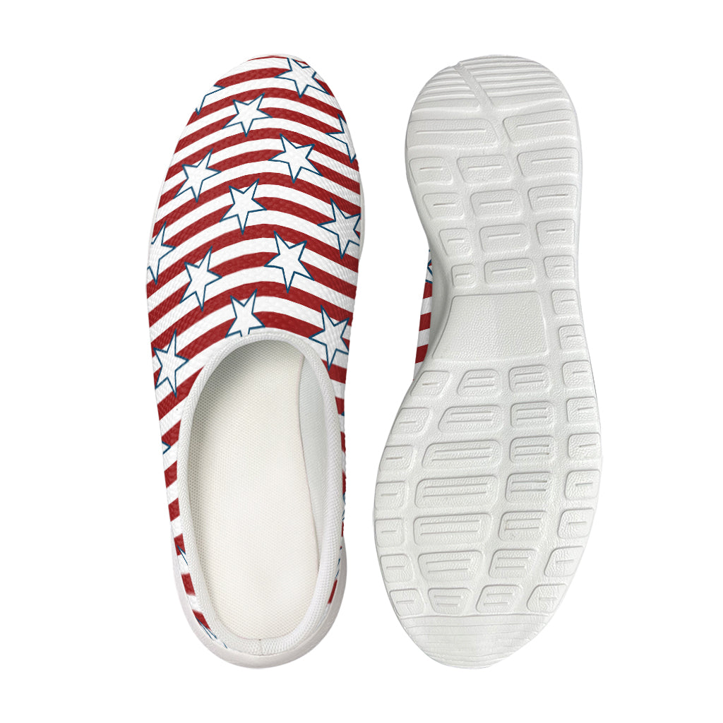 Red Striped USA Star Pattern Print Mesh Casual Shoes