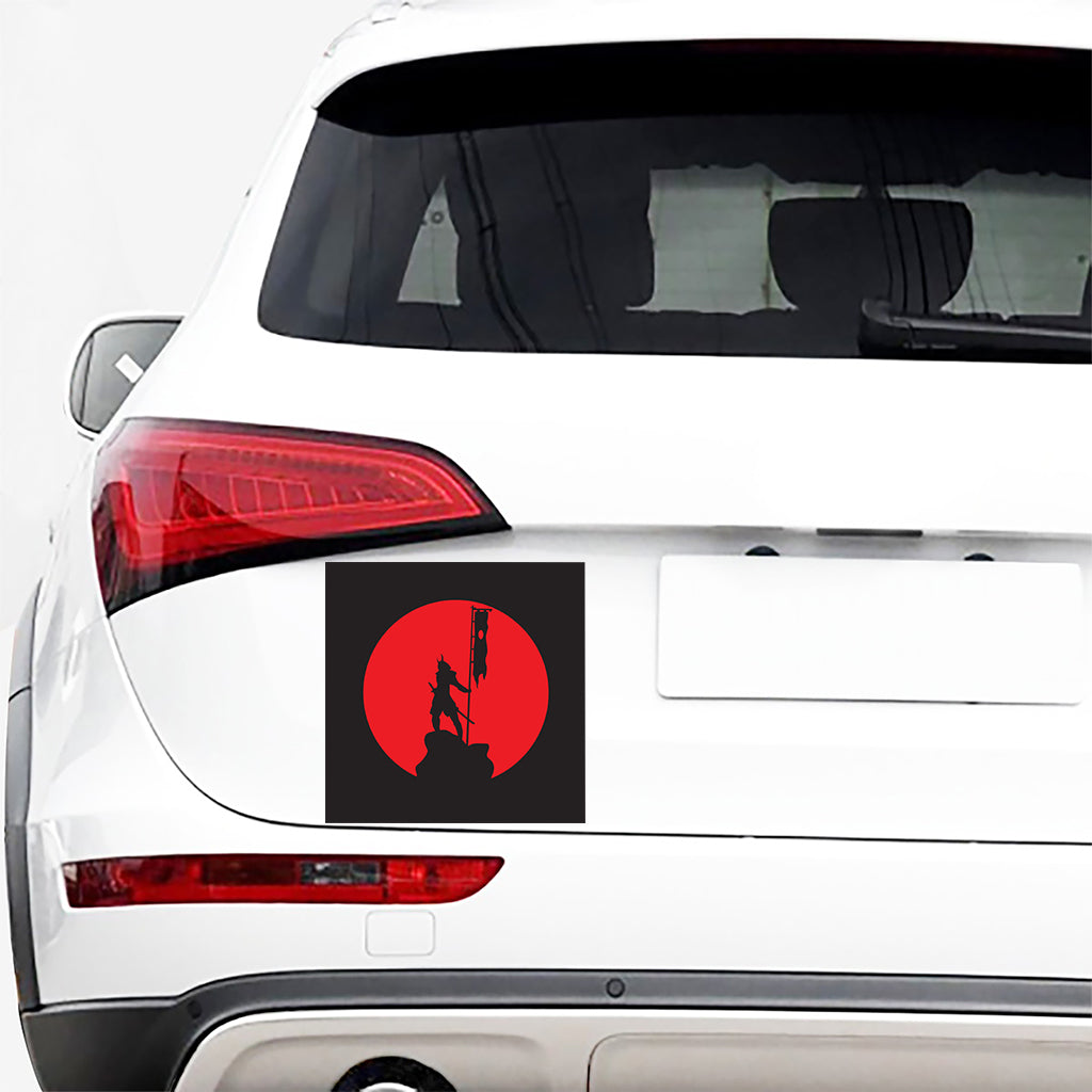 Red Sun Samurai Print Car Sticker