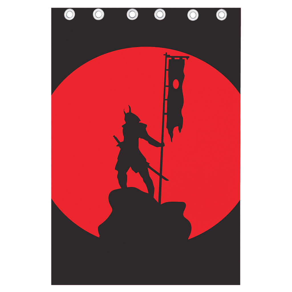 Red Sun Samurai Print Curtain