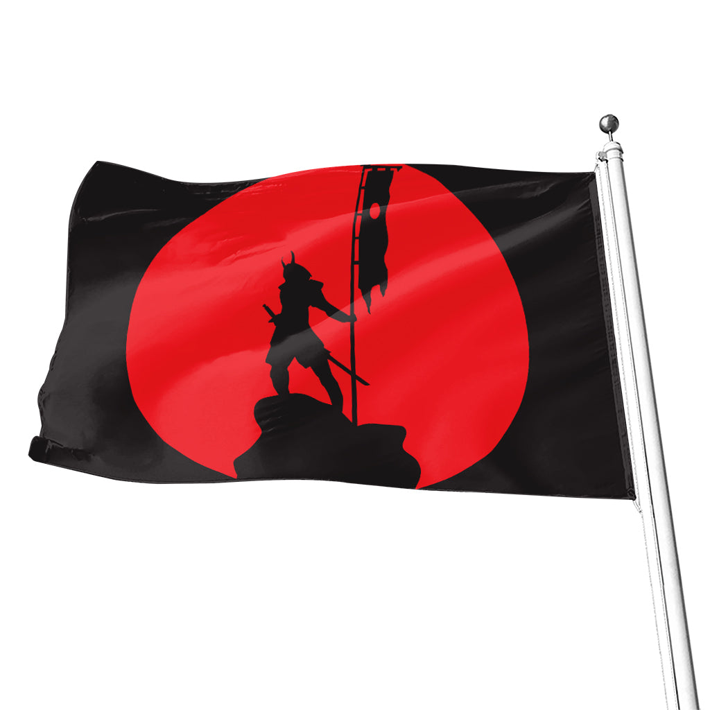 Red Sun Samurai Print Flag
