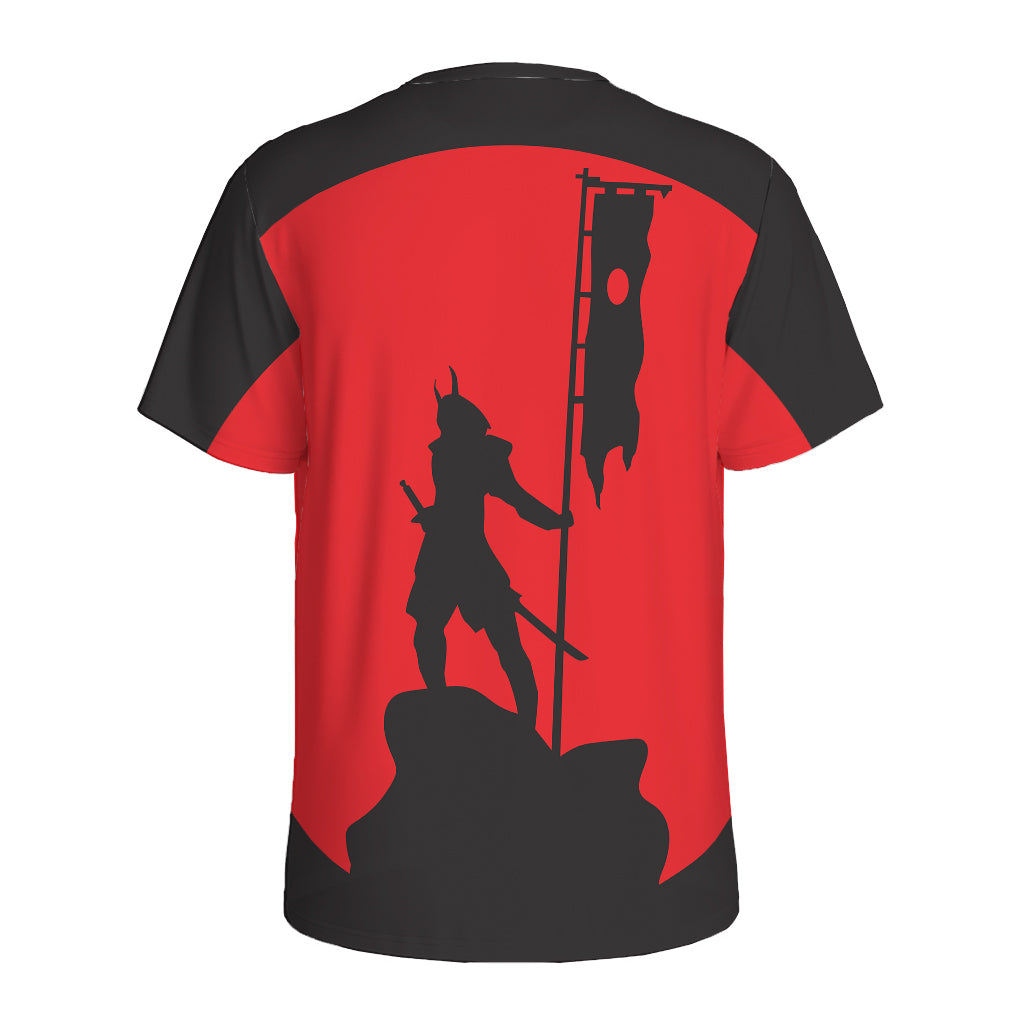 Red Sun Samurai Print Men's Sports T-Shirt