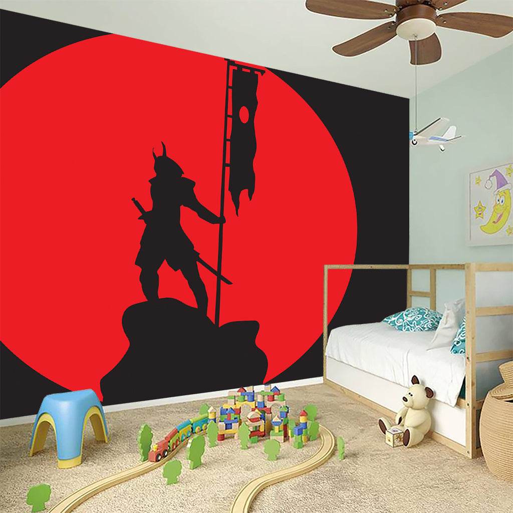 Red Sun Samurai Print Wall Sticker