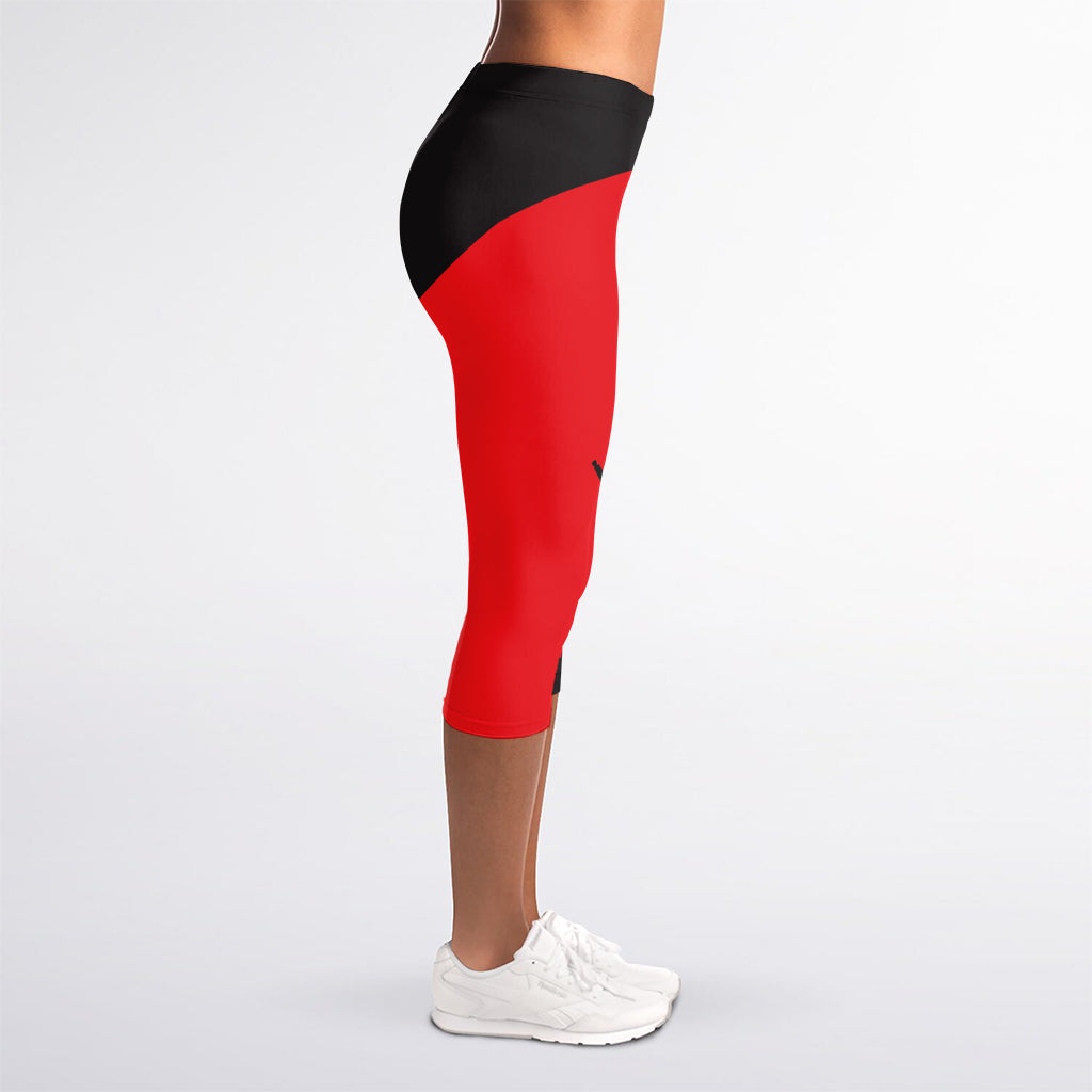 Red Sun Samurai Print Women's Capri Leggings
