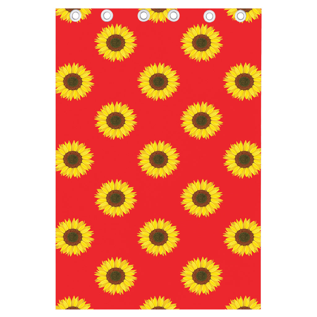 Red Sunflower Pattern Print Curtain