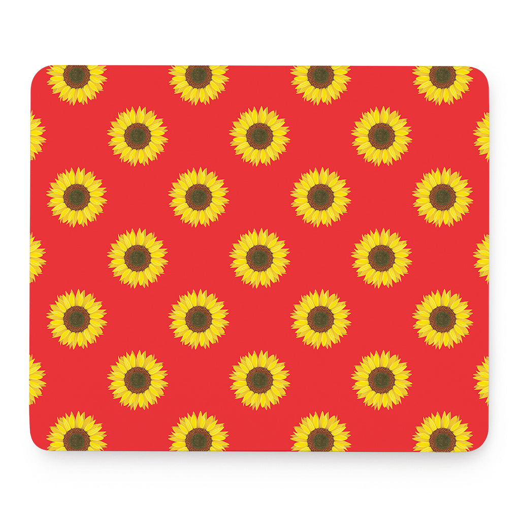 Red Sunflower Pattern Print Mouse Pad