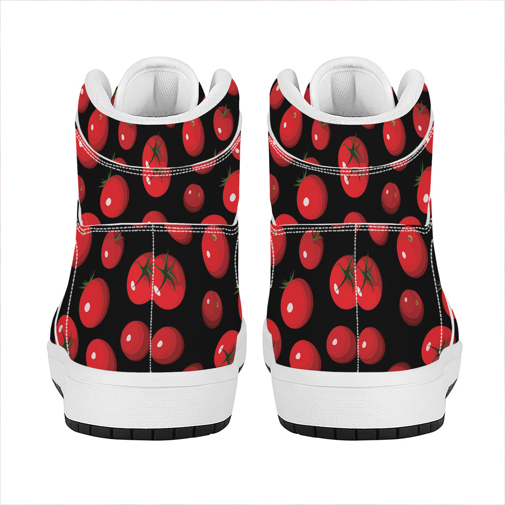 Red Tomato Pattern Print High Top Leather Sneakers