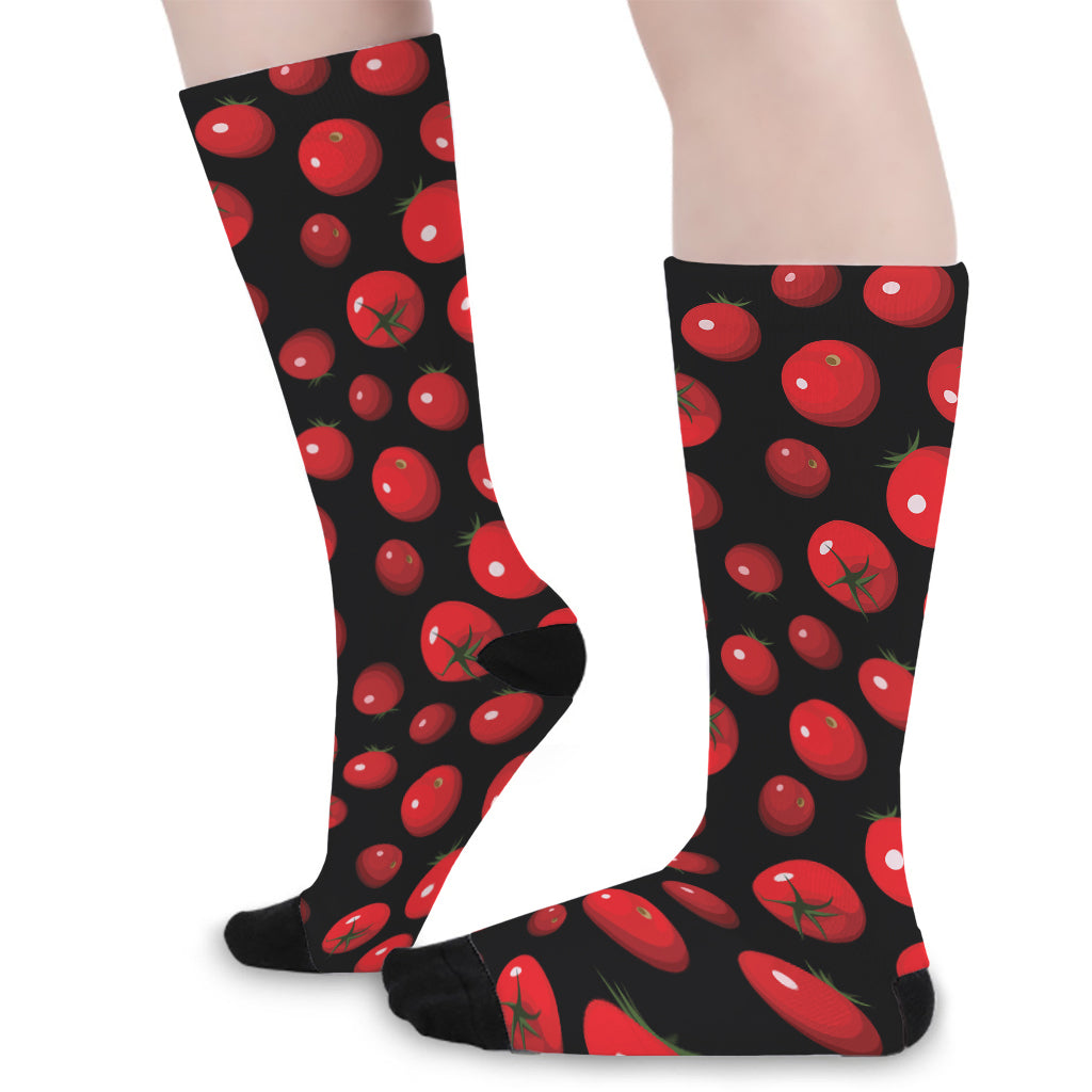 Red Tomato Pattern Print Long Socks