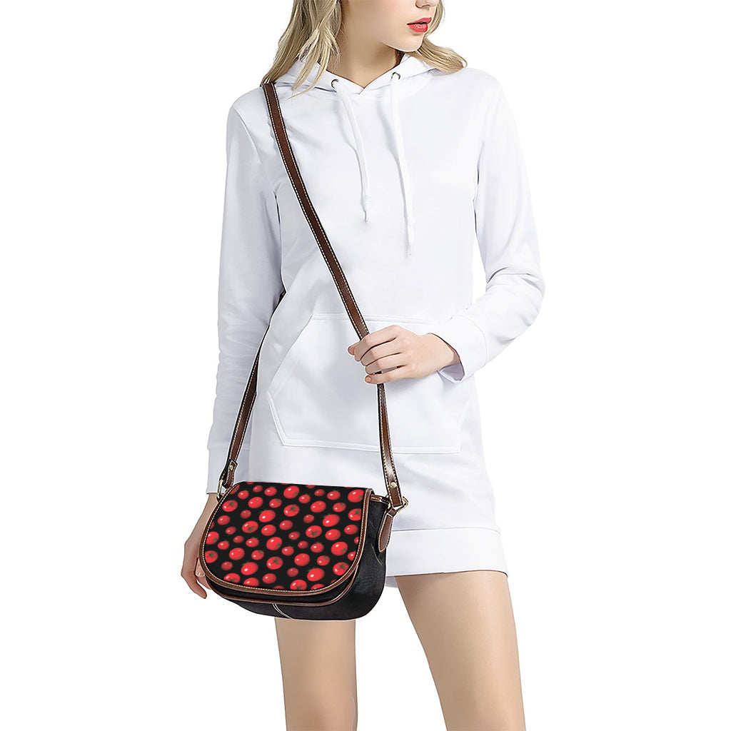 Red Tomato Pattern Print Saddle Bag