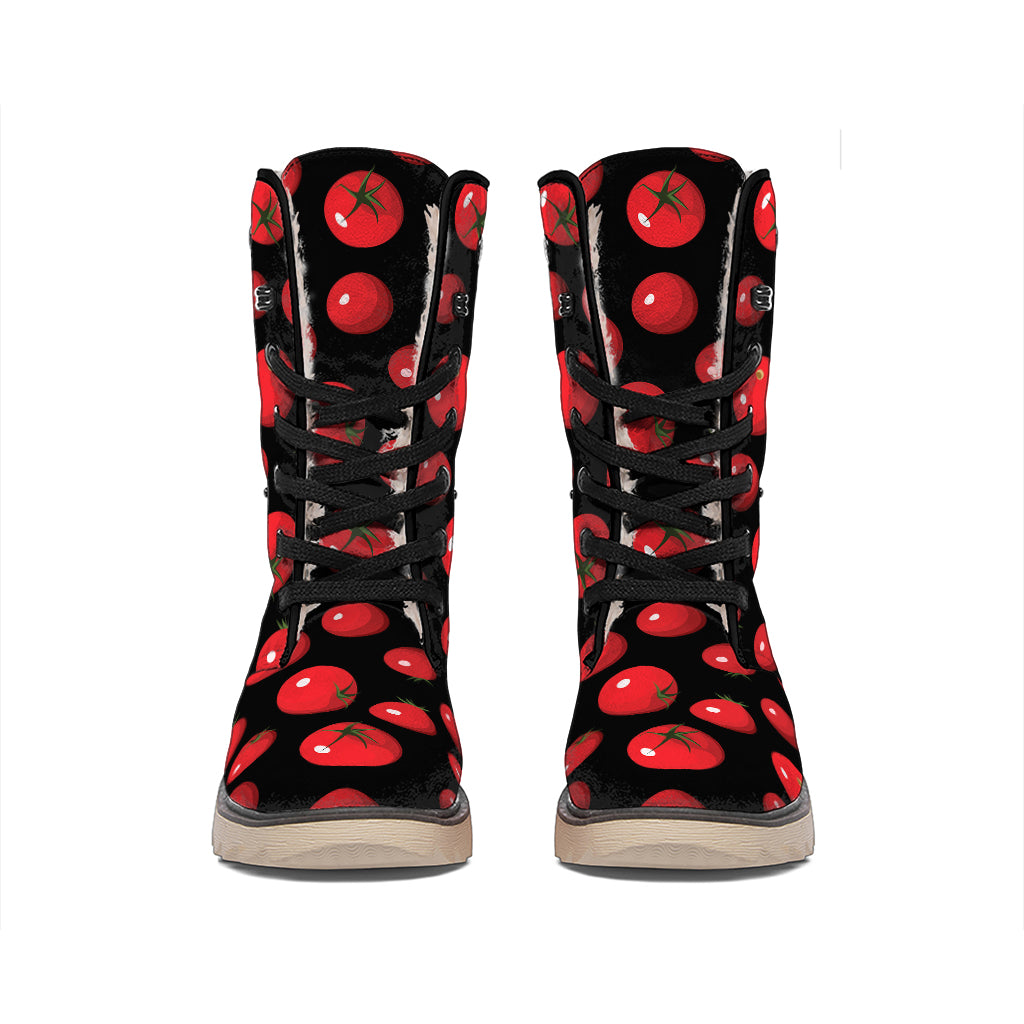 Red Tomato Pattern Print Winter Boots