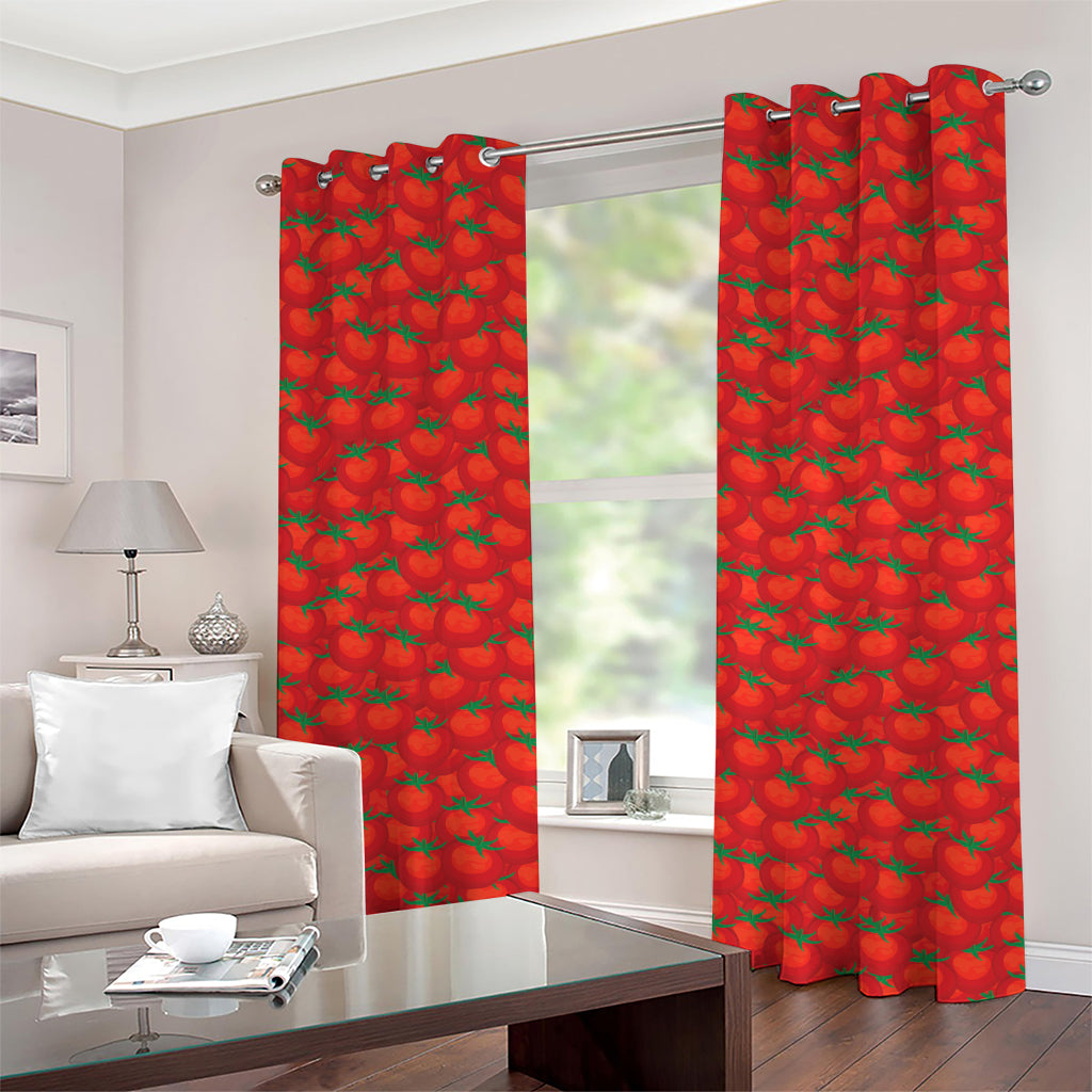 Red Tomatoes Pattern Print Grommet Curtains