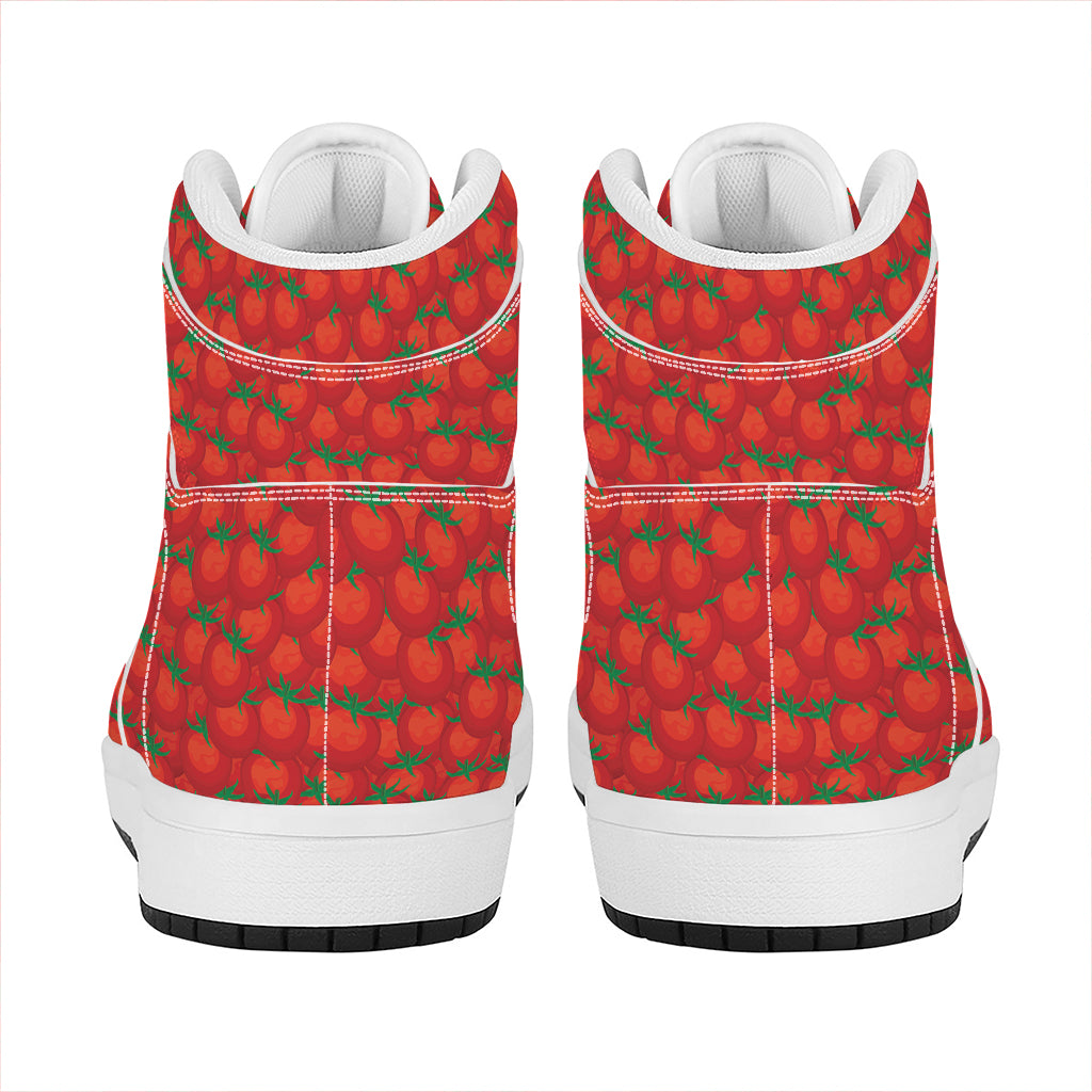 Red Tomatoes Pattern Print High Top Leather Sneakers