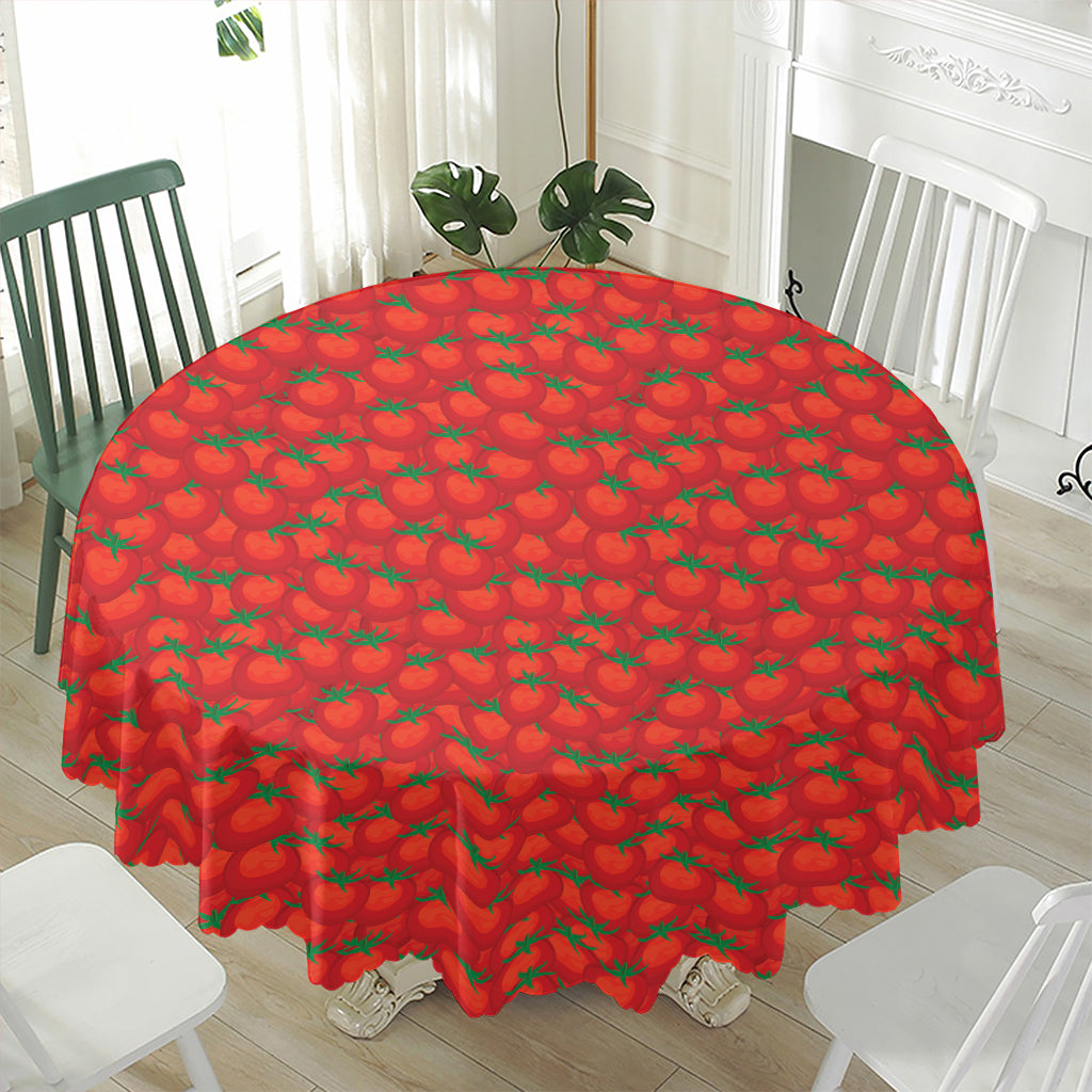 Red Tomatoes Pattern Print Waterproof Round Tablecloth