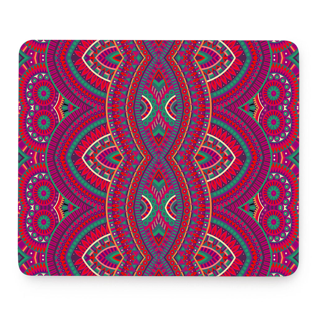 Red Tribal Ethnic Mandala Print Mouse Pad