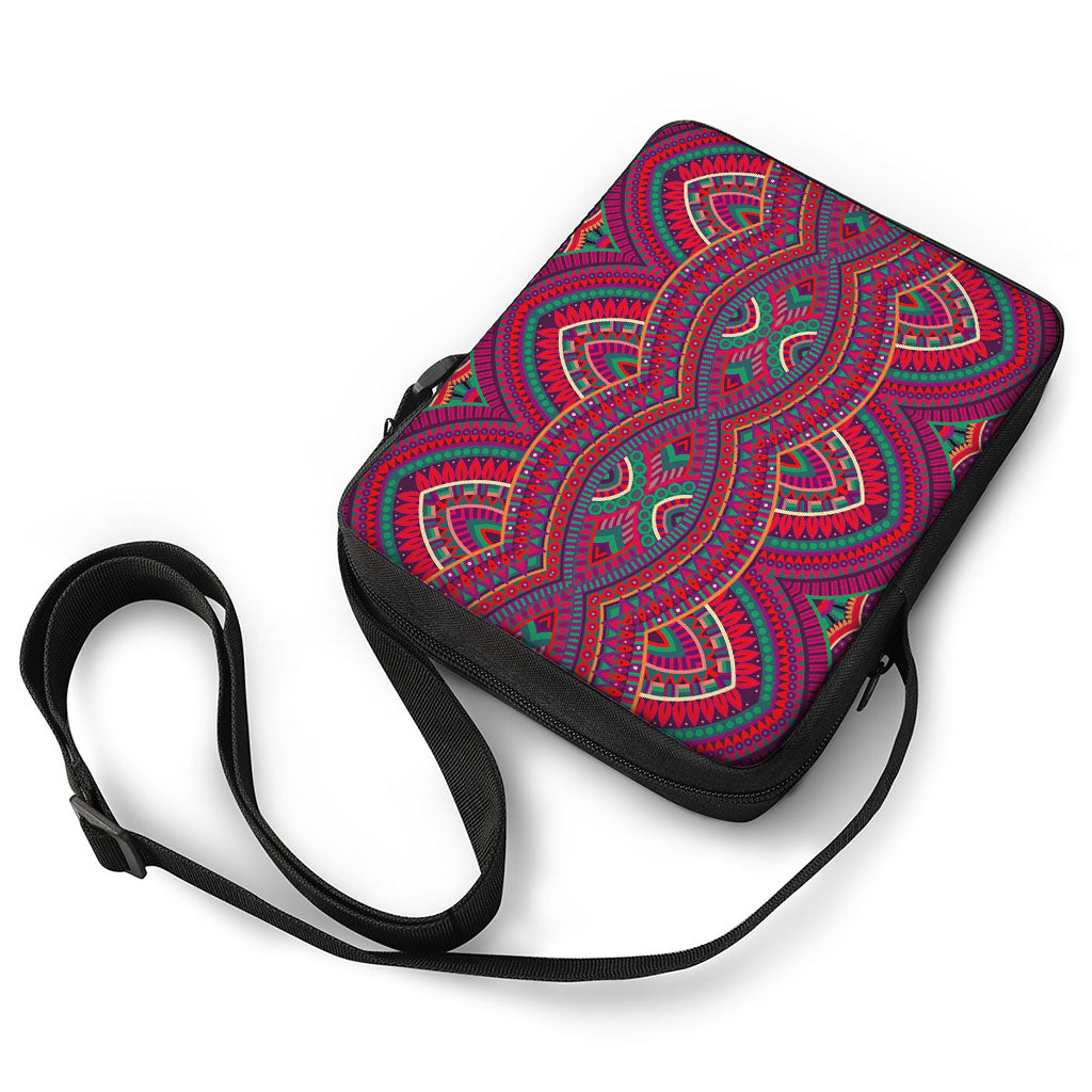 Red Tribal Ethnic Mandala Print Rectangular Crossbody Bag