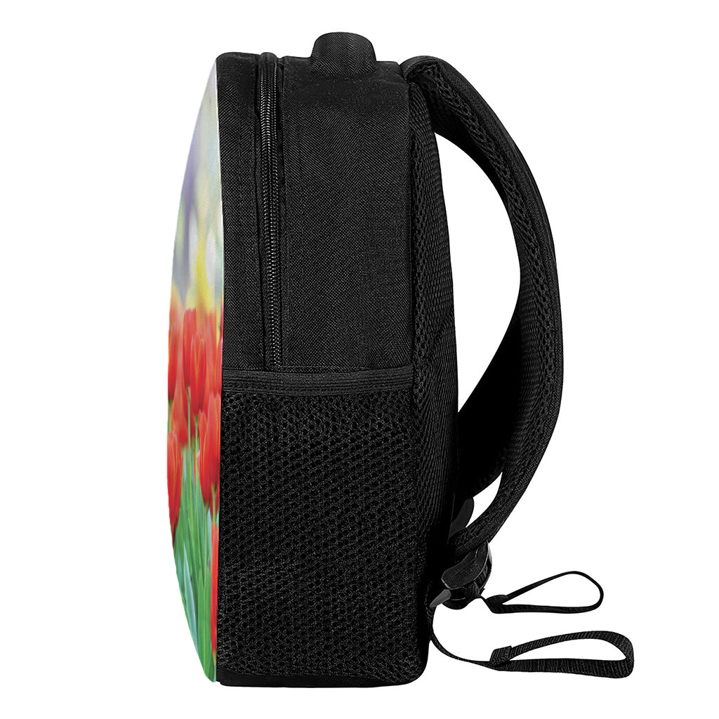 Red Tulip Print Casual Backpack