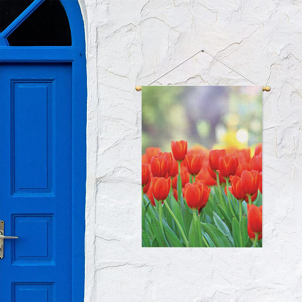 Red Tulip Print Garden Flag