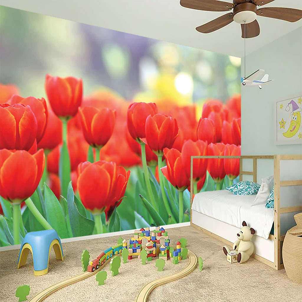 Red Tulip Print Wall Sticker