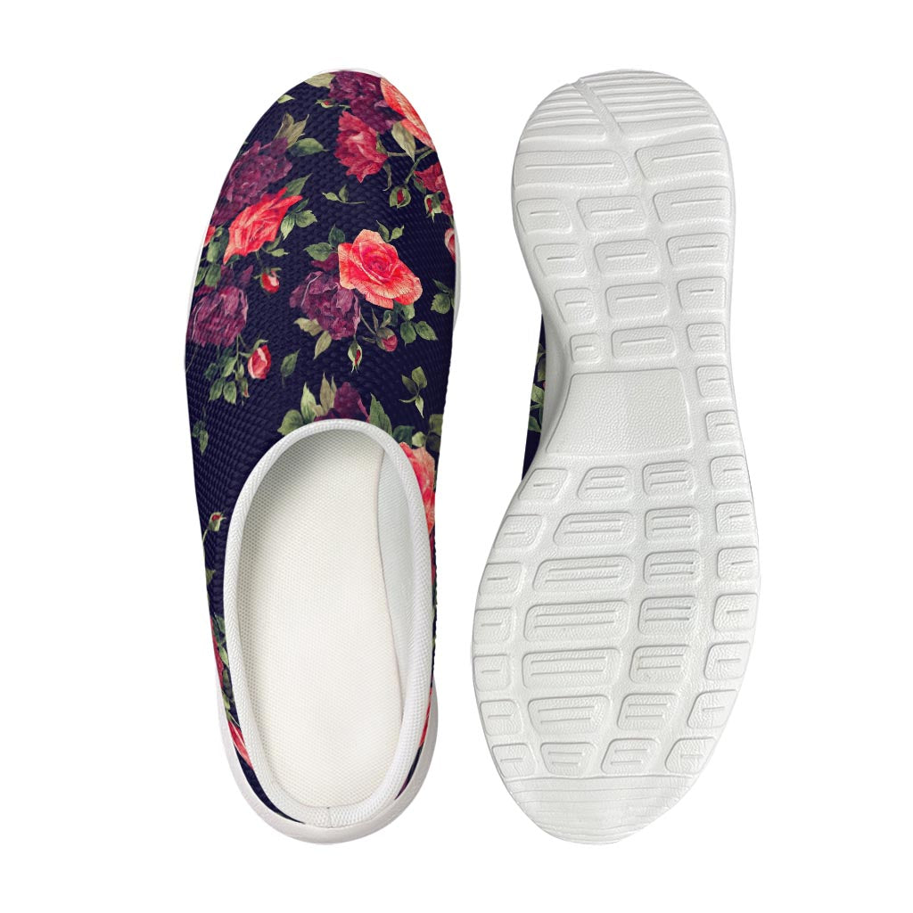 Red Violet Roses Floral Pattern Print Mesh Casual Shoes