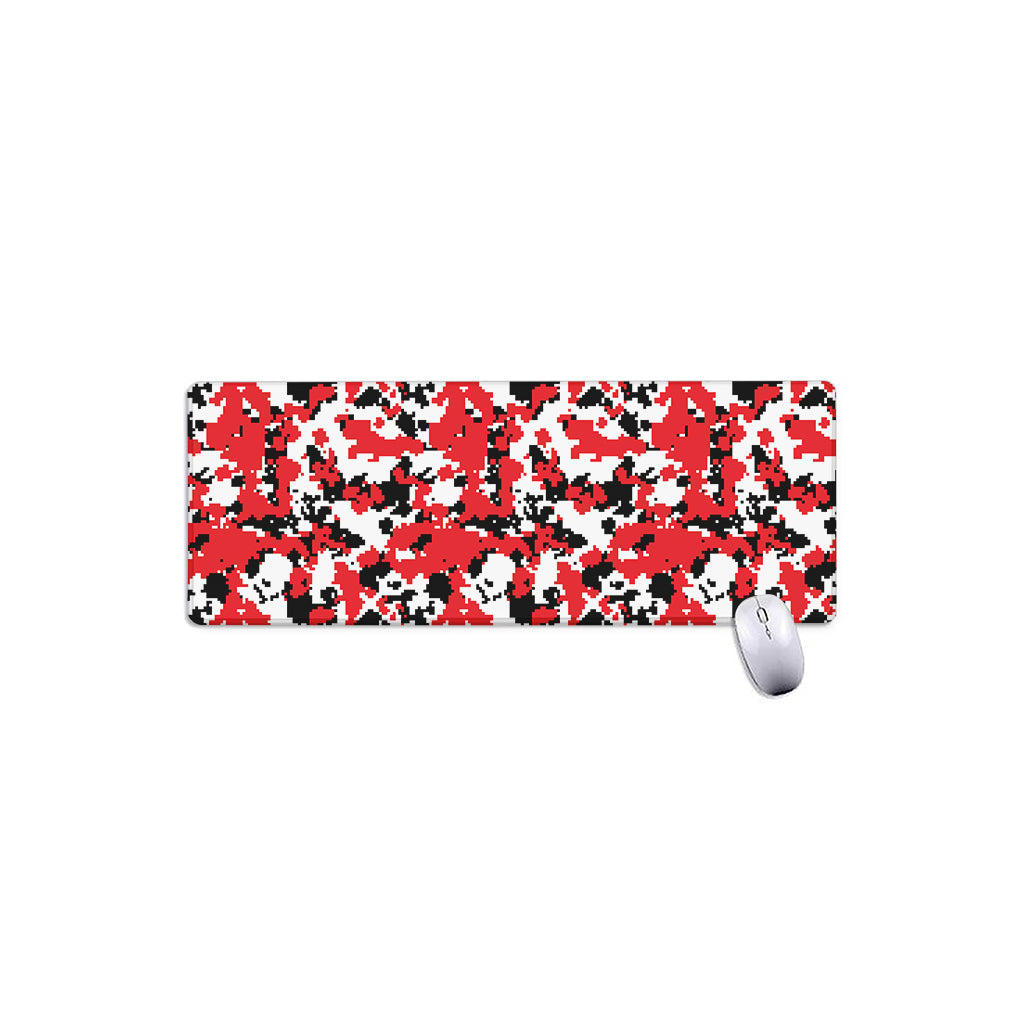 Red White And Black Digital Camo Print Extended Mouse Pad