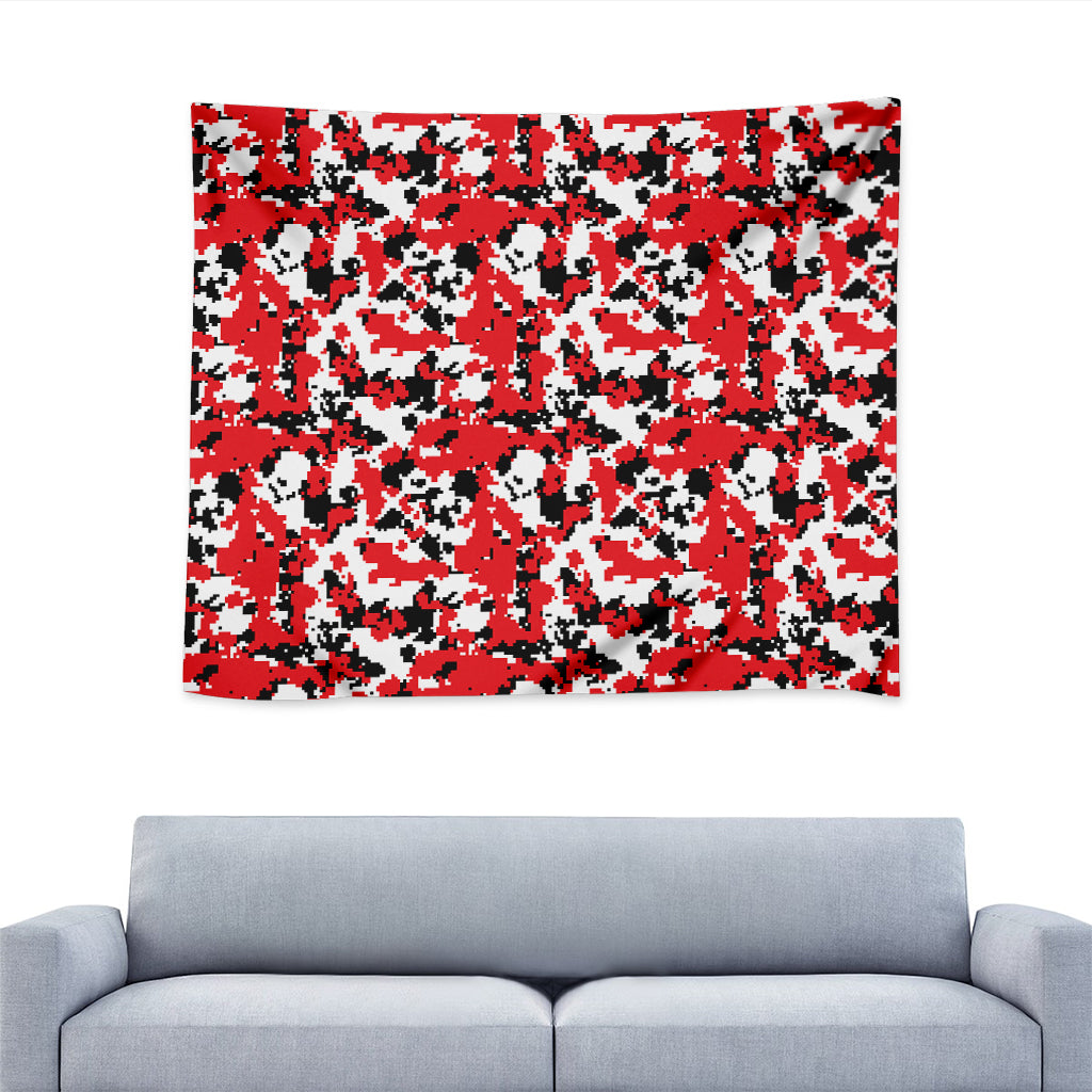 Red White And Black Digital Camo Print Tapestry