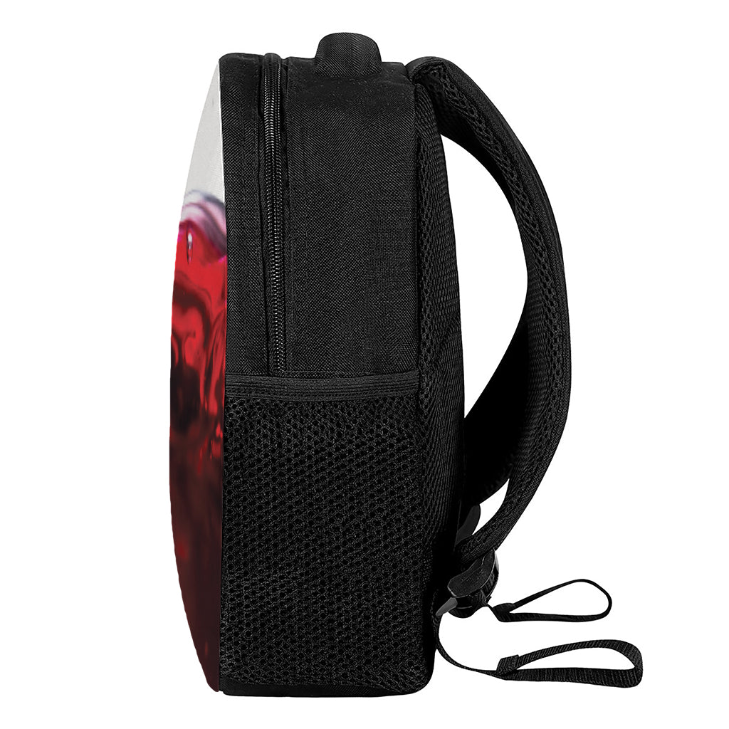 Red Wine Print Casual Backpack