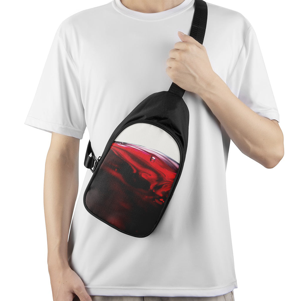 Red Wine Print Chest Bag