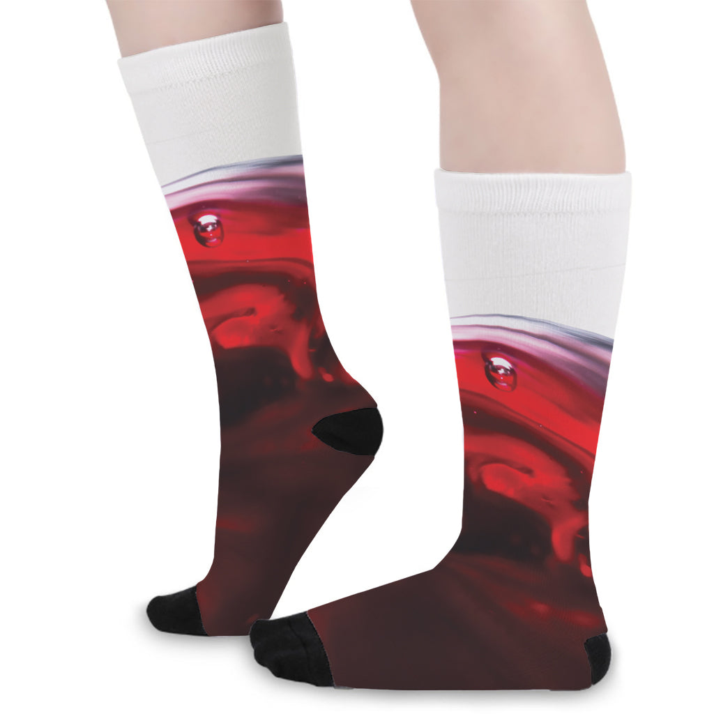 Red Wine Print Long Socks