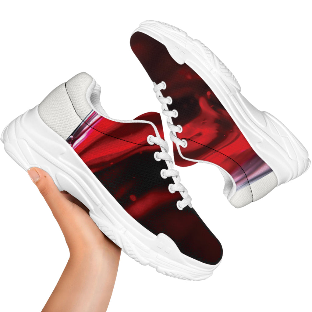 Red Wine Print White Chunky Shoes