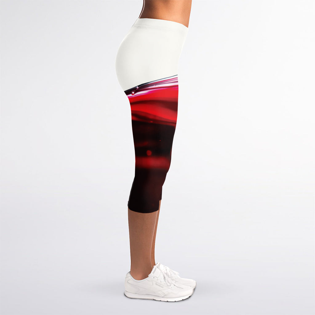 Red Wine Print Women's Capri Leggings