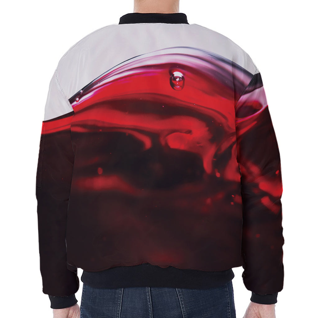 Red Wine Print Zip Sleeve Bomber Jacket