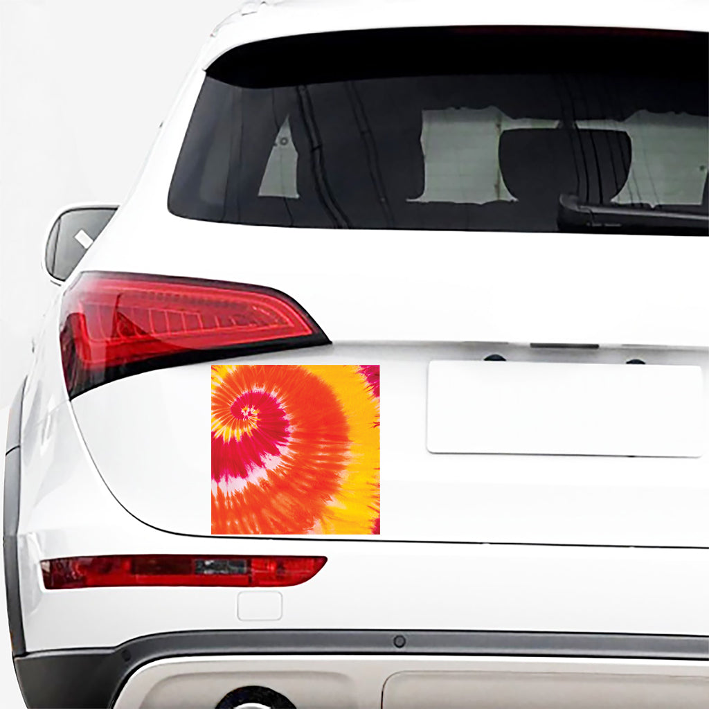 Red Yellow And Orange Tie Dye Print Car Sticker