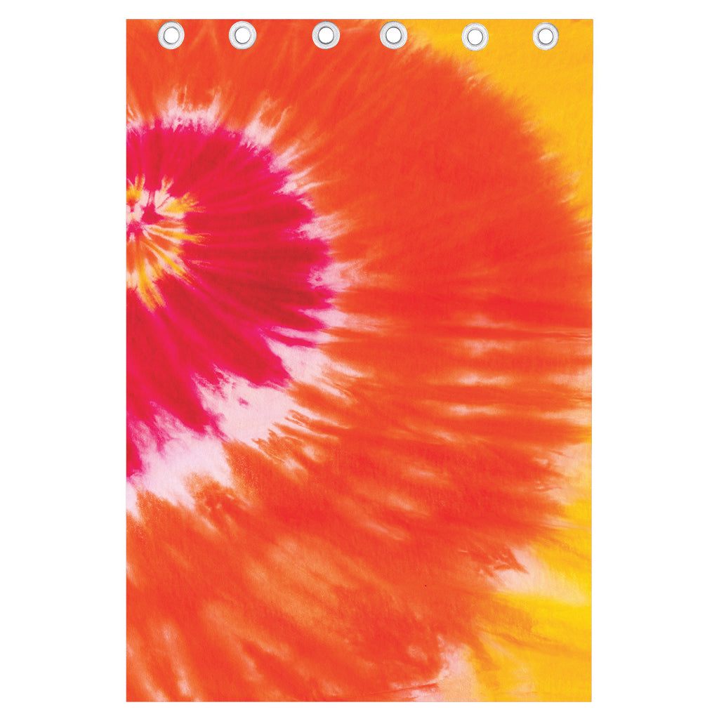 Red Yellow And Orange Tie Dye Print Curtain
