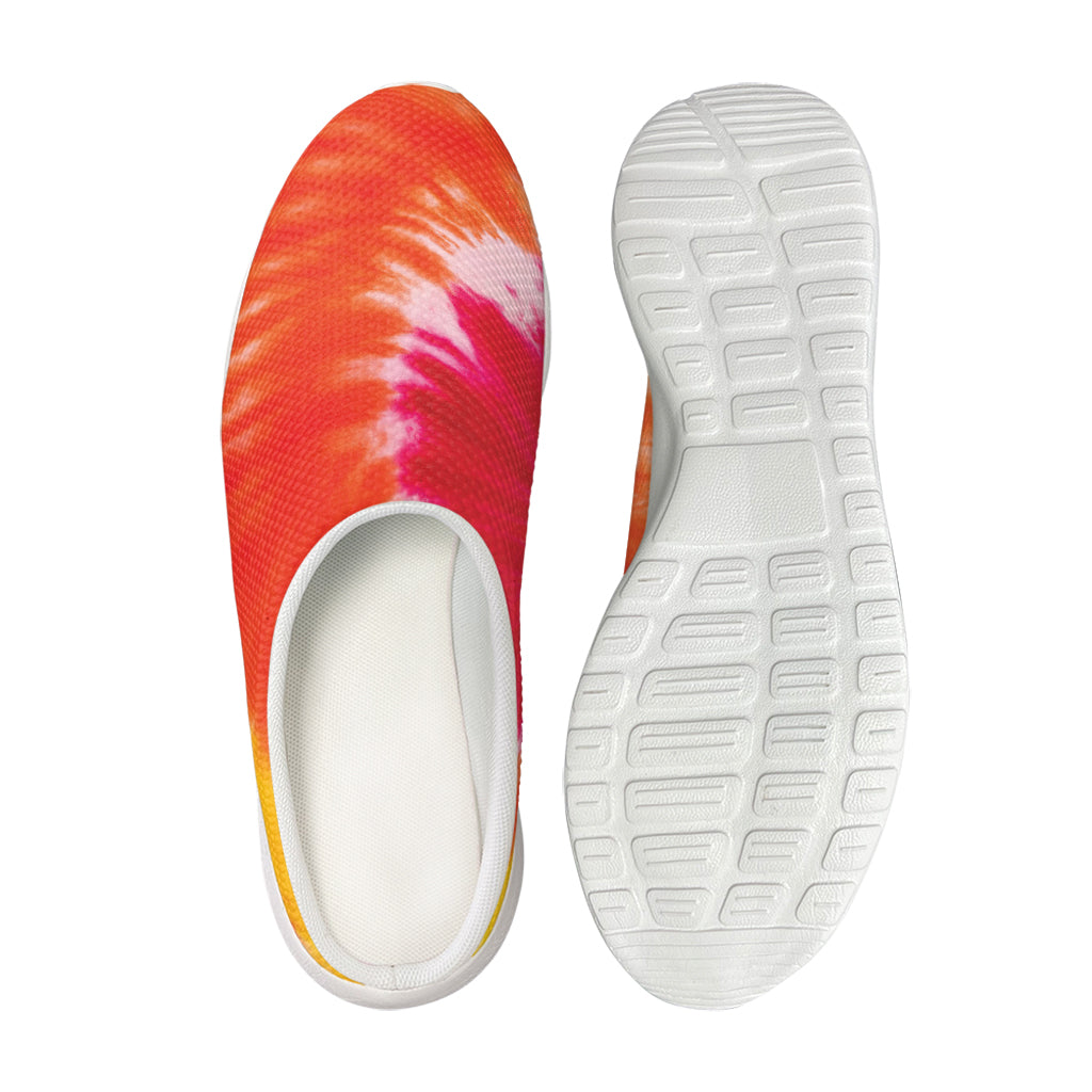 Red Yellow And Orange Tie Dye Print Mesh Casual Shoes